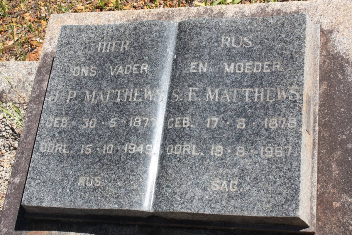 MATTHEWS J.P. 187?-1949 &amp; S.E. 1878-1967