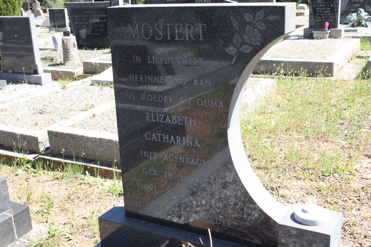 MOSTERT Elizabeth Catharina nee AGENBACH 1912-1982