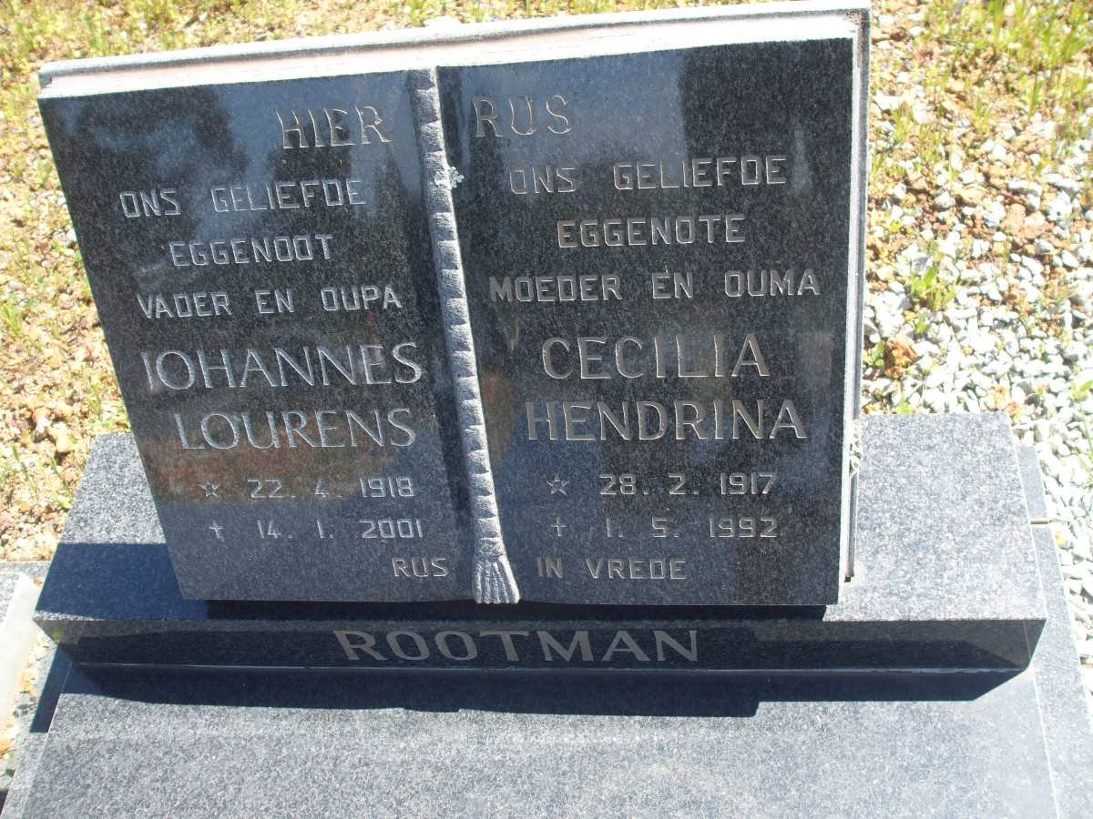 ROOTMAN Johannes Lourens 1918-2001 &amp; Cecilia Hendrina 1917-1992