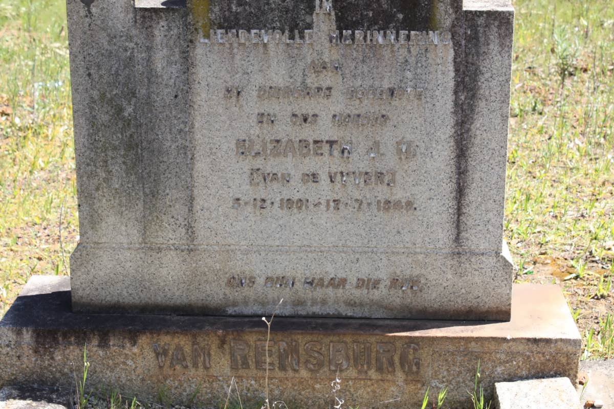 RENSBURG Elizabeth L.H., van nee VAN DE VYVER 1901-1948