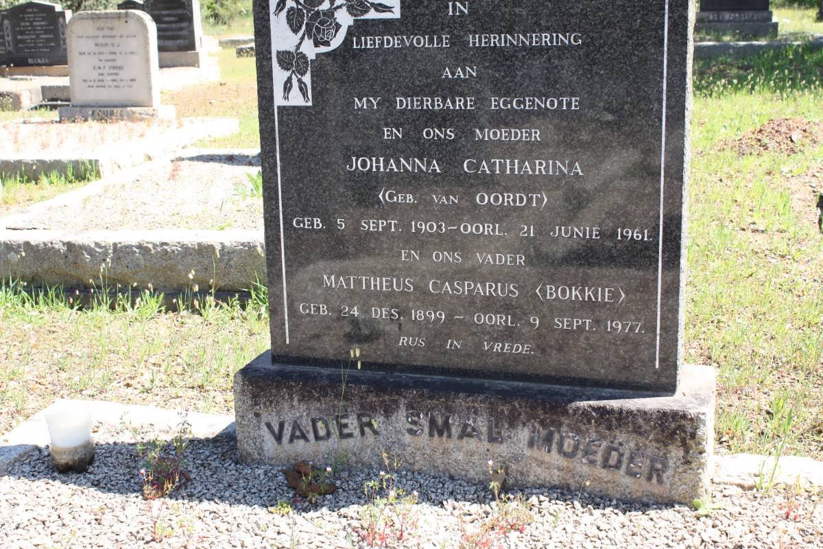 SMAL Mattheus Casparus 1899-1977 &amp; Johanna Catharina VAN OORDT 1903-1961