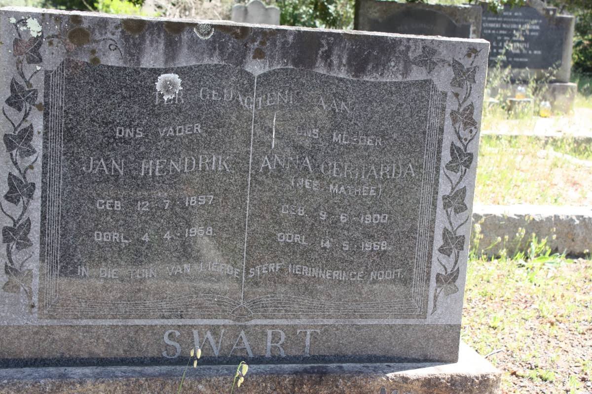 SWART Jan Hendrik 1897-1958 &amp; Anna Gerharda MATTHEE 1900-1968