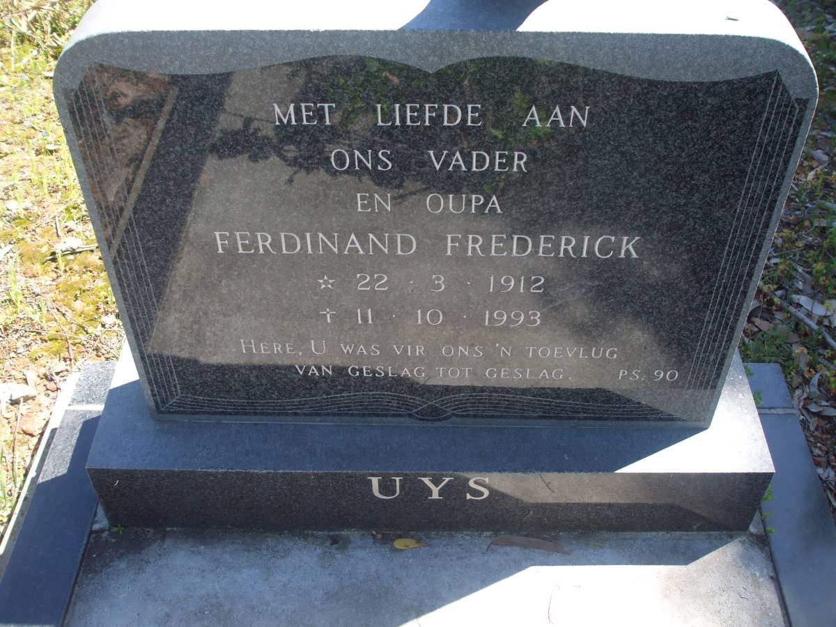 UYS Ferdinand Frederick 1912-1993