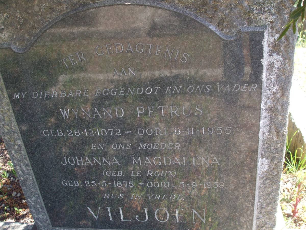 VILJOEN Wynand Petrus 1872-1955 :: LE ROUX Johanna Magdalena 1875-1959