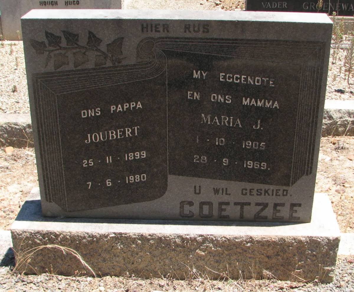 COETZEE Joubert 1899-1980 &amp; Maria J. 1905-1969