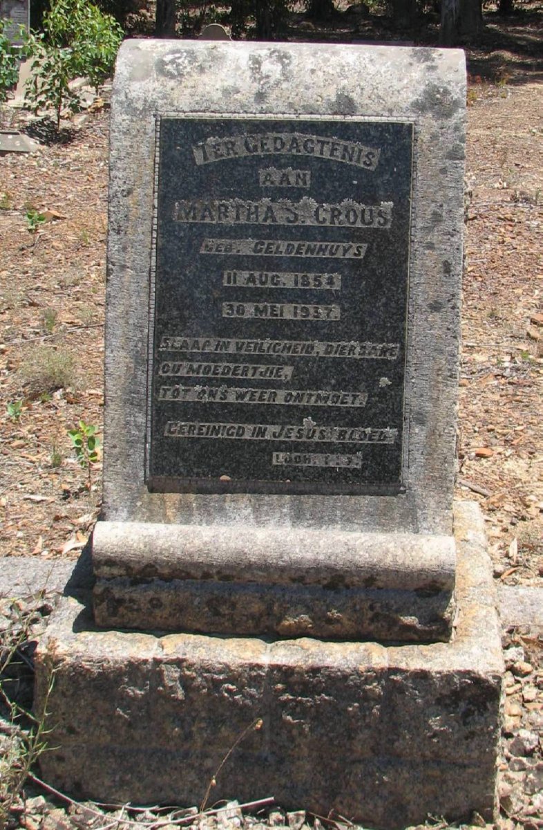 CROUS Martha S. nee GELDENHUYS 1854-1937