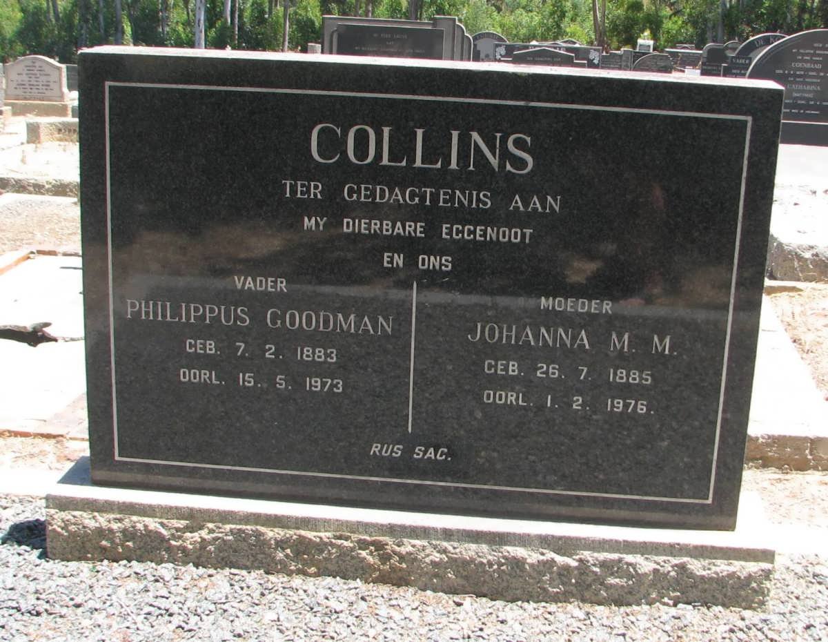 COLLINS Philippus Goodman 1883-1973 &amp; Johanna M.M. 1885-1976