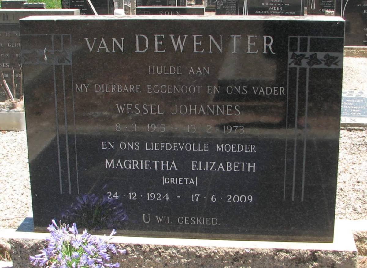 DEWENTER Wessel Johannes, van 1915-1973 &amp; Magrietha Elizabeth 1924-2009