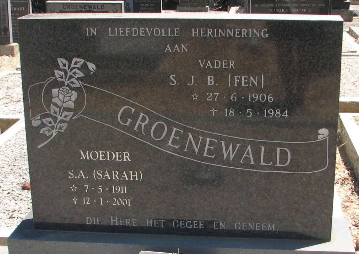 GROENEWALD S.J.B. 1906-1984 &amp; S.A. 1911-2001
