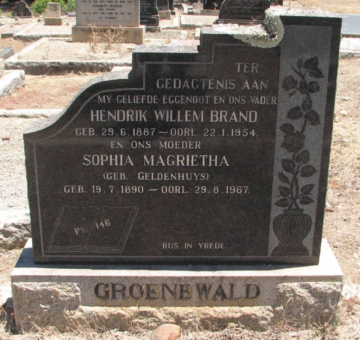 GROENEWALD Hendrik Willem Brand 1887-1954 &amp; Sophia Magrietha GELDENHUYS 1890-1967