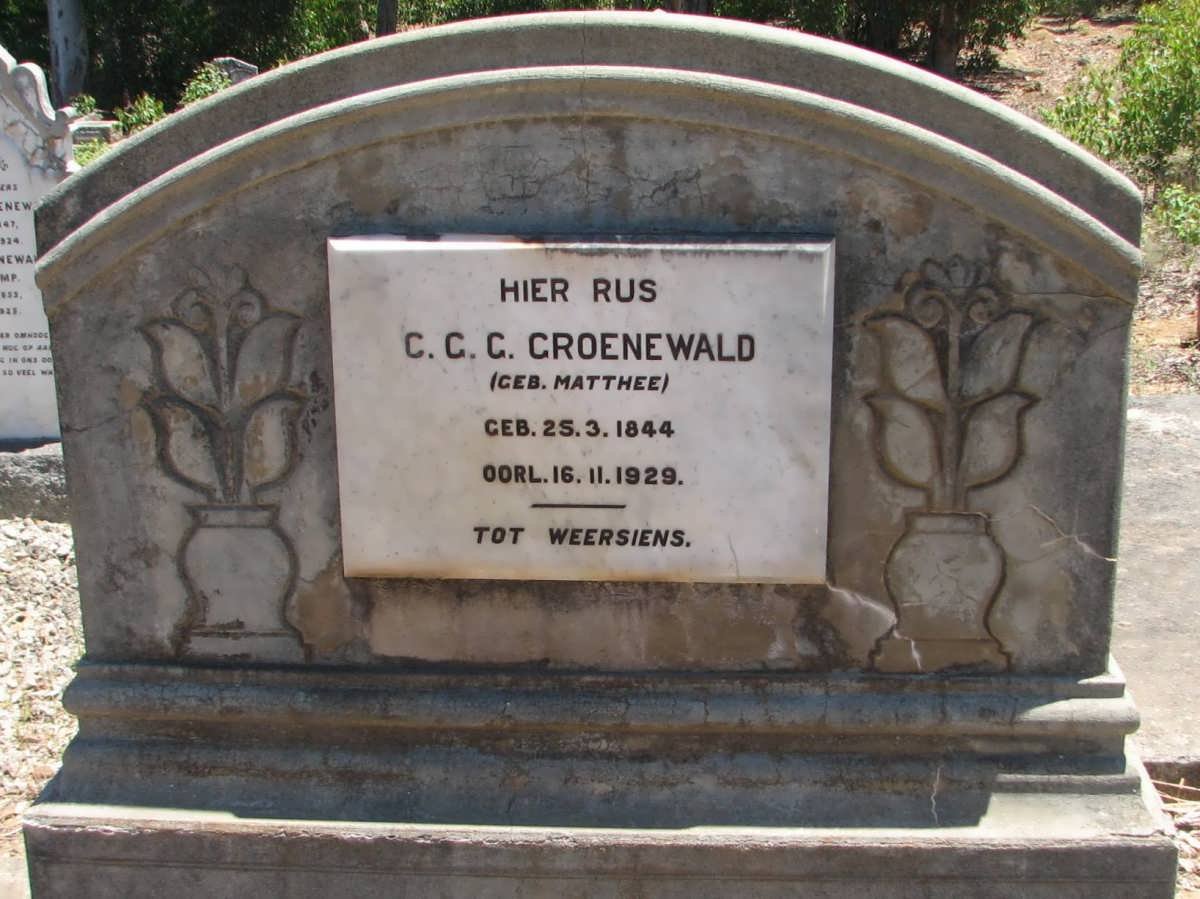 GROENEWALD C.G.C. nee MATTHEE 1844-1929