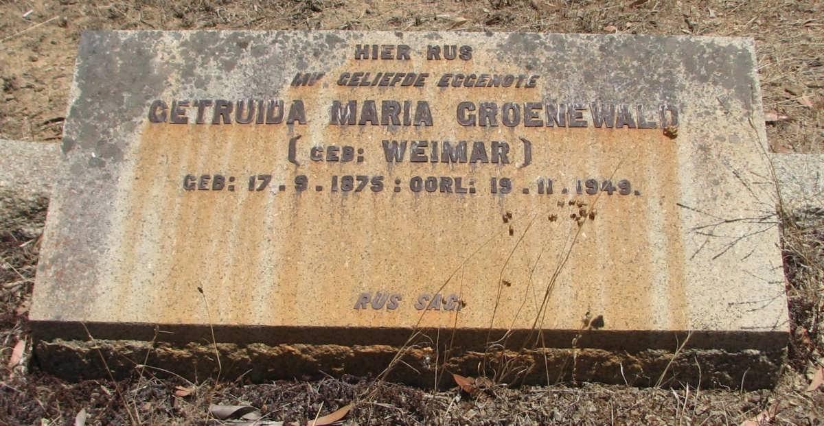 GROENEWALD Getruida Maria nee WEIMAR 1875-1949