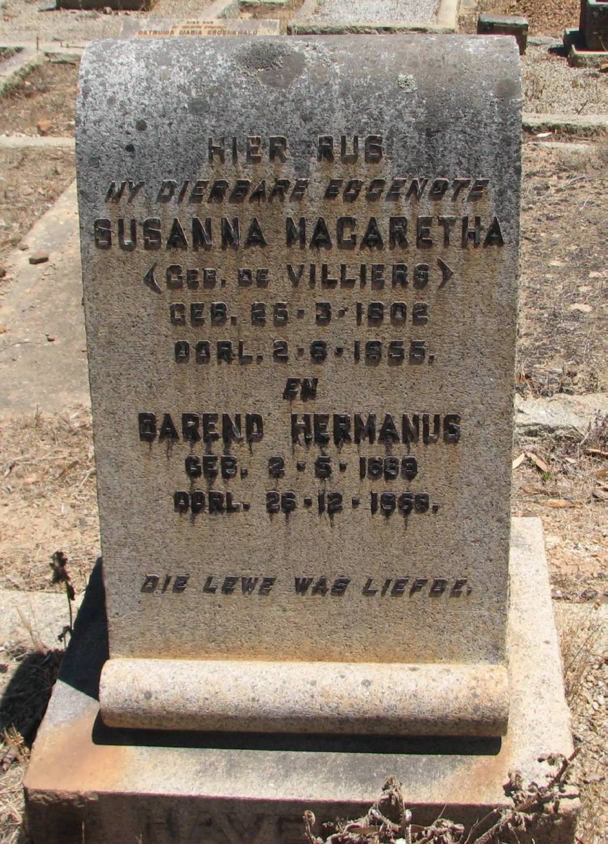 HAVENGA Barend Hermanus 18?9-1959 &amp; Susanna Magaretha DE VILLIERS 1902-1955