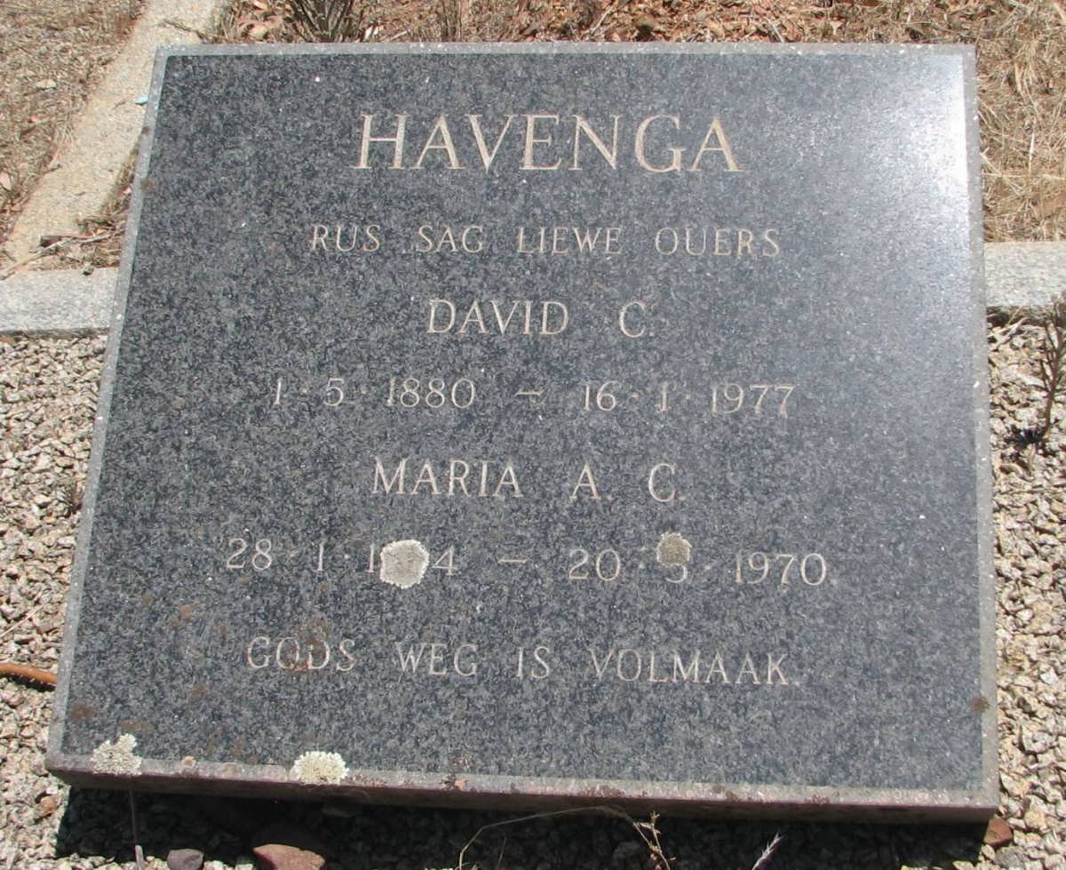 HAVENGA David C. 1880-1977 &amp; Maria A.C. 1??4-1970