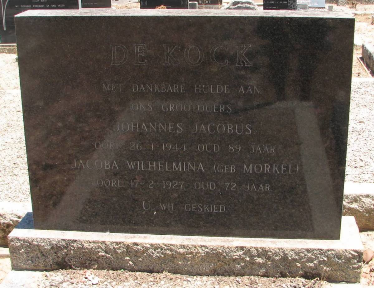 KOCK Johannes Jacobus, de -1944 &amp; Jacoba Wilhelmina MORKEL -1927