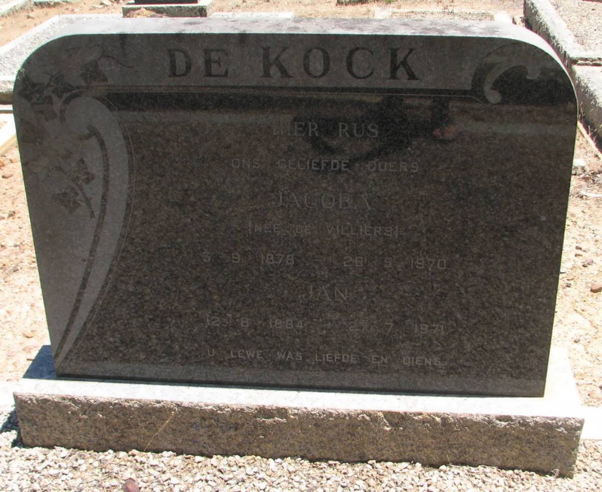 KOCK Jan, de 1884-1971 &amp; Jacoba DE VILLIERS 1878-1970