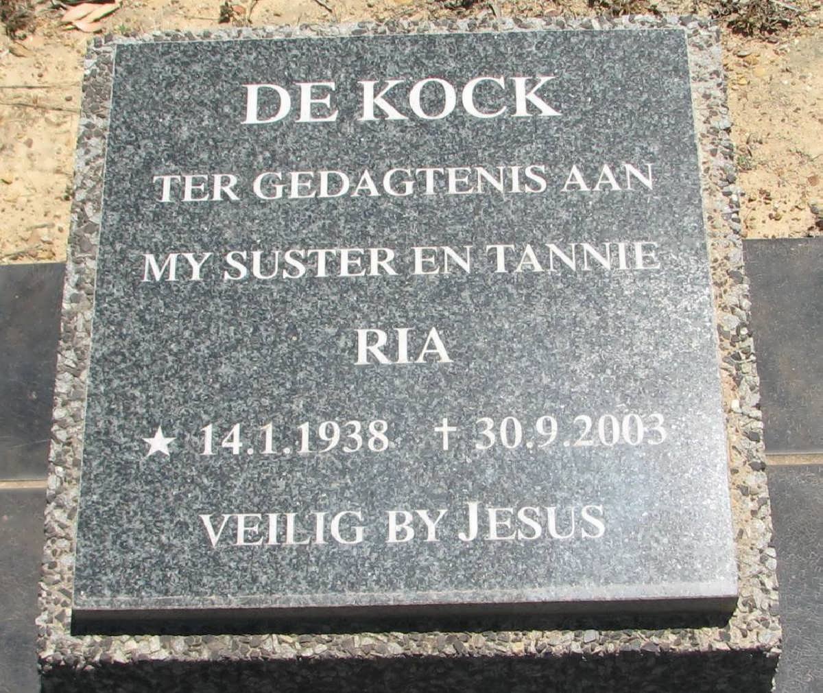 KOCK Ria, de 1938-2003