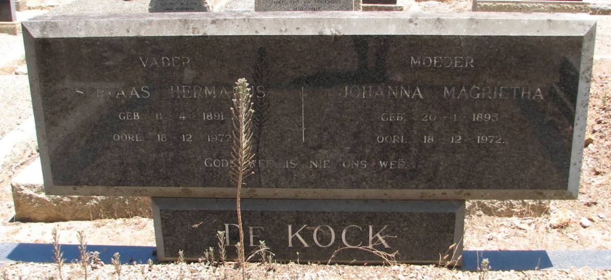 KOCK Servaas Hermanus, de 1891-1972 &amp; Johanna Magrietha 1893-1972