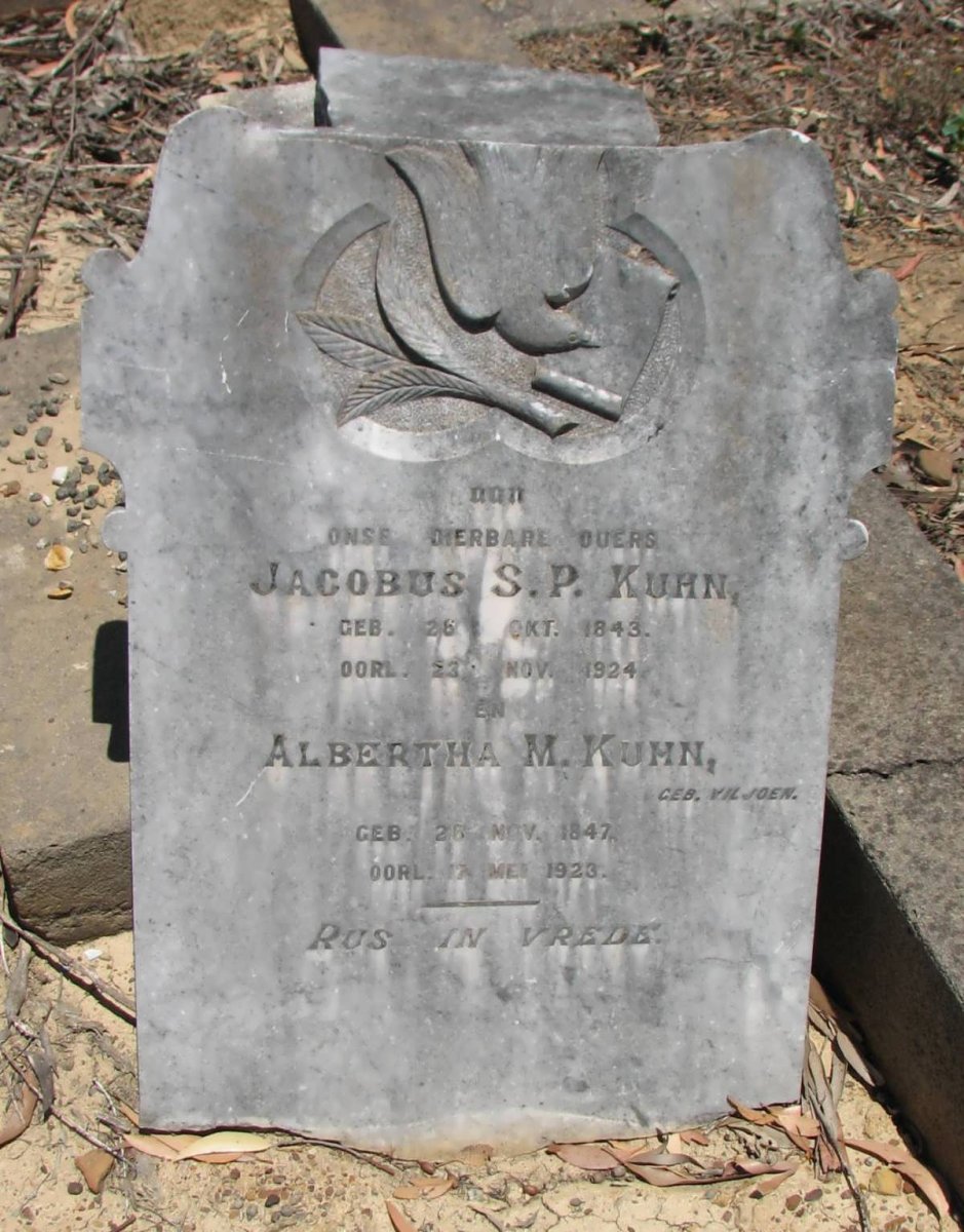 KUHN Jacobus S.P. 1843-1924 &amp; Albertha M. VILJOEN 1847-1923
