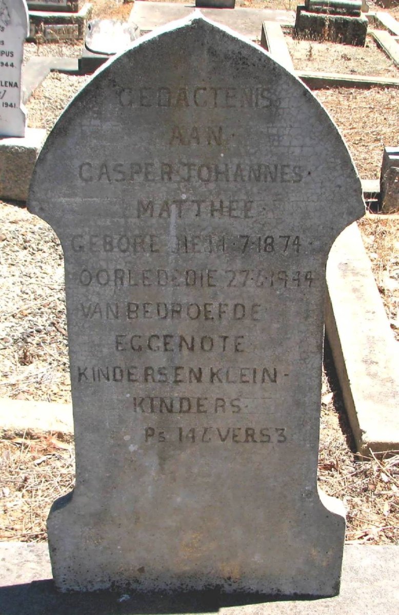 MATTHEE Casper Johannes 1874-1944