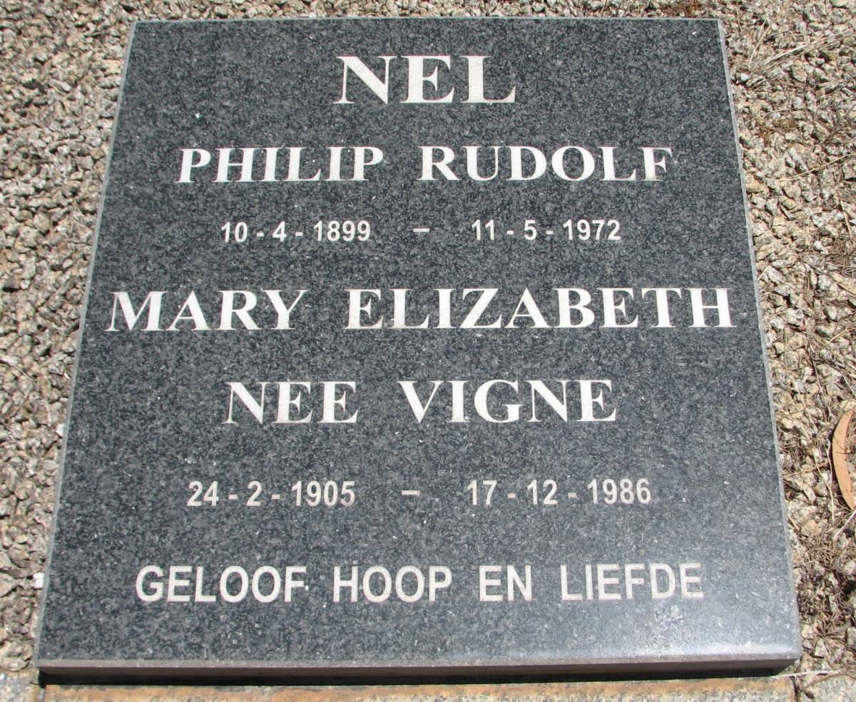 NEL Philip Rudolf 1899-1972 &amp; Mary Elizabeth VIGNE 1905-1986