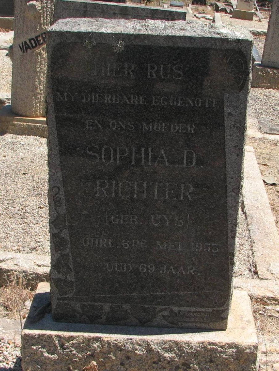 RICHTER Sophia D. nee UYS -1953