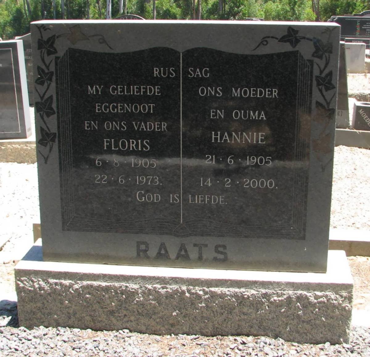 RAATS Floris 1905-1973 &amp; Hannie 1905-2000