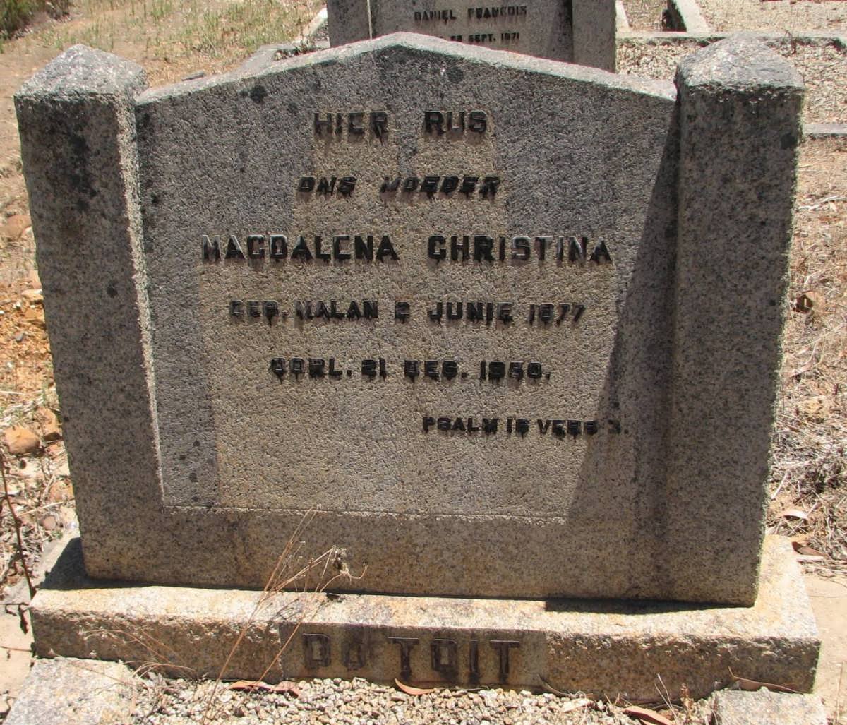 TOIT Magdalena Christina, du nee MALAN 1877-1950