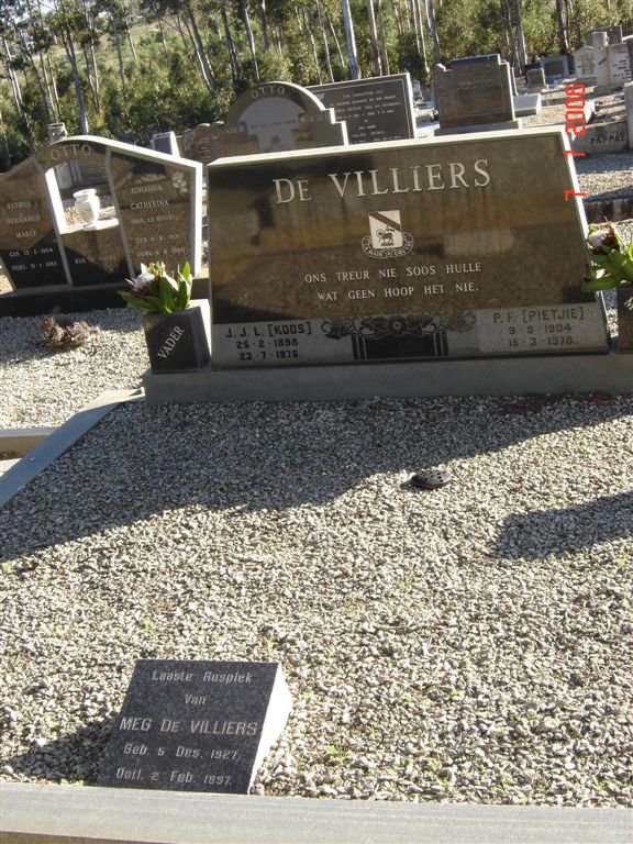 VILLIERS J.J.L., de 1898-1976 &amp; P.F. 1904-1978 :: DE VILLIERS Meg 1927-1997