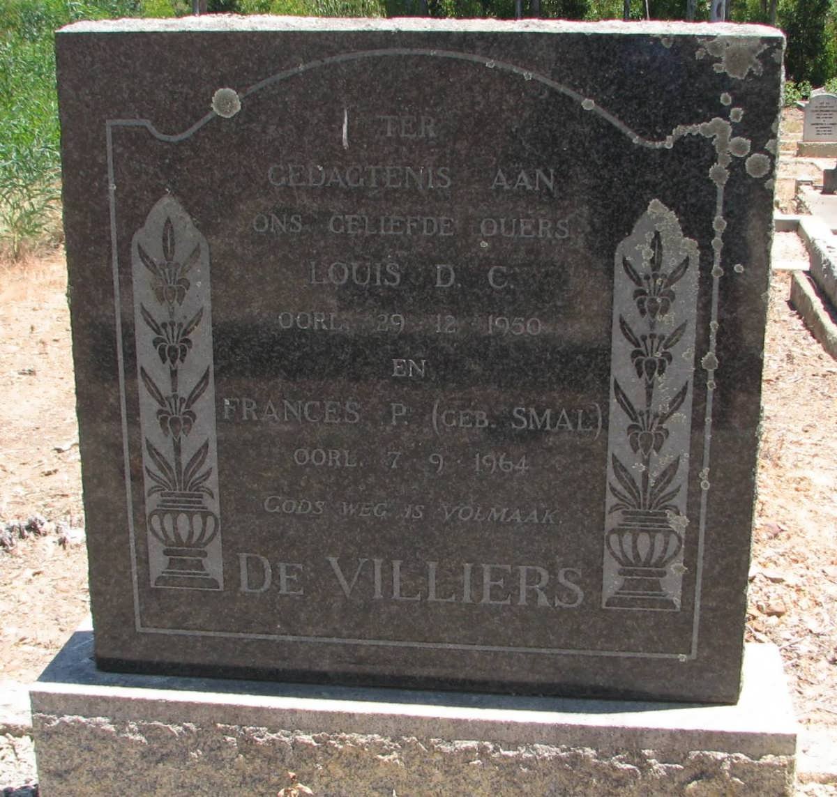 VILLIERS Louis D.C., de -1950 &amp; Frances P. SMAL -1964