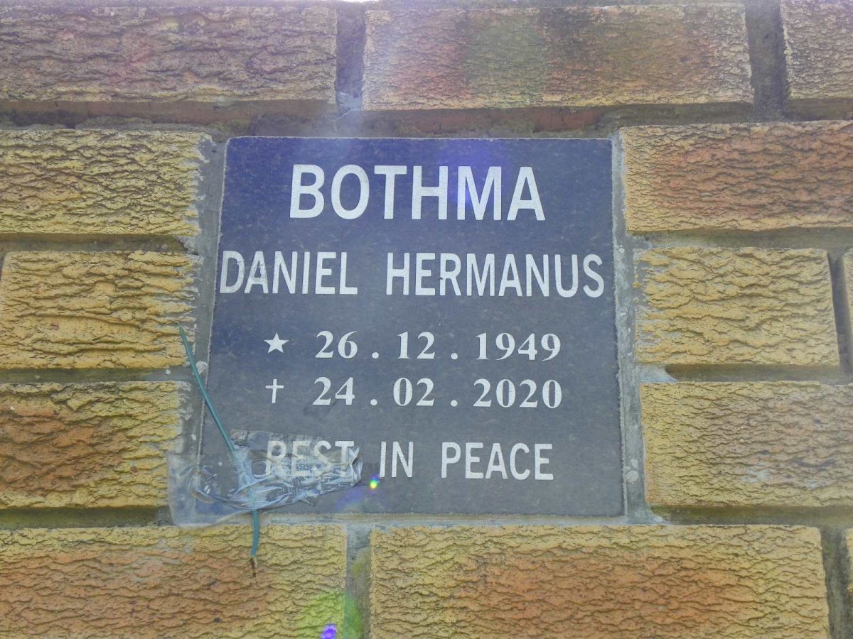 BOTHMA Daniel Hermanus 1949-2020