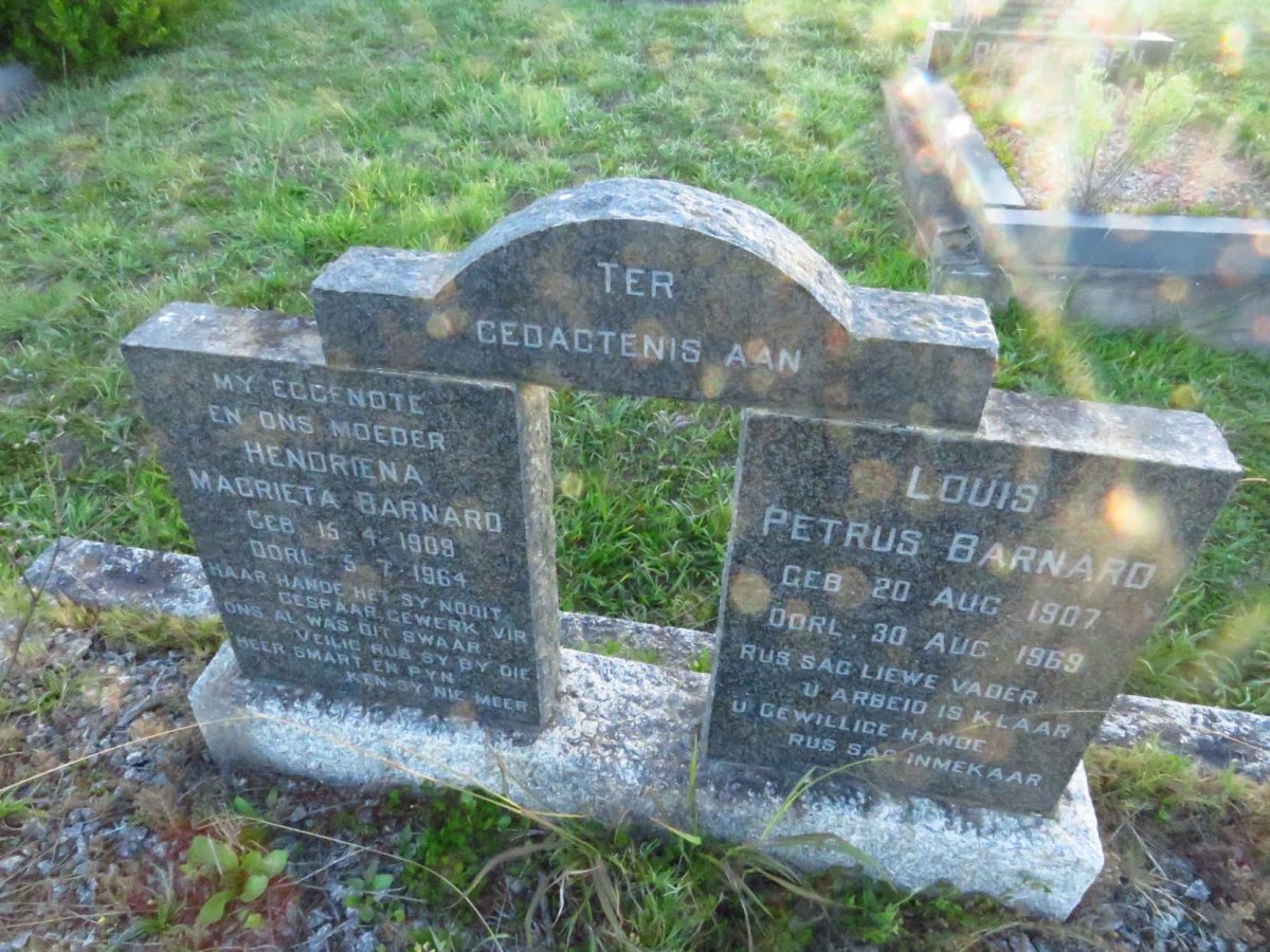 BARNARD Louis Petrus 1907-1969 &amp; Hendriena Magrieta 1909-1964