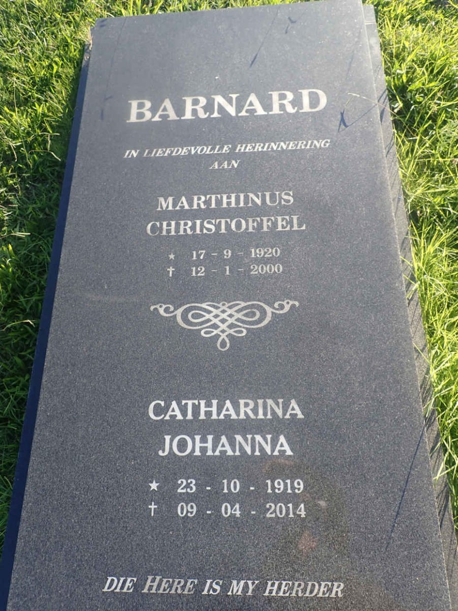 BARNARD Marthinus Christoffel 1920-2000 &amp; Catharina Johanna 1919-2014