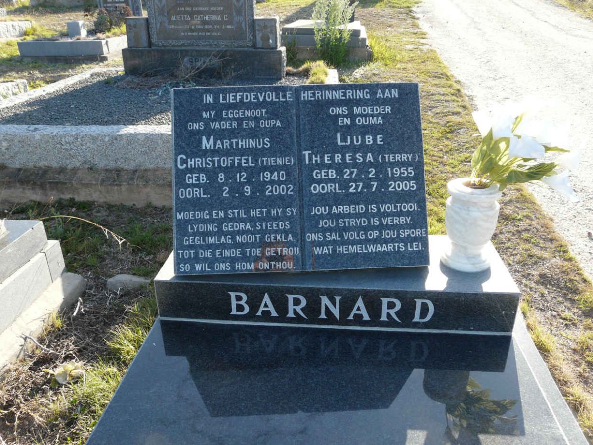 BARNARD Marthinus Christoffel 1940-2002 &amp; Ljube Theresa 1955-2005