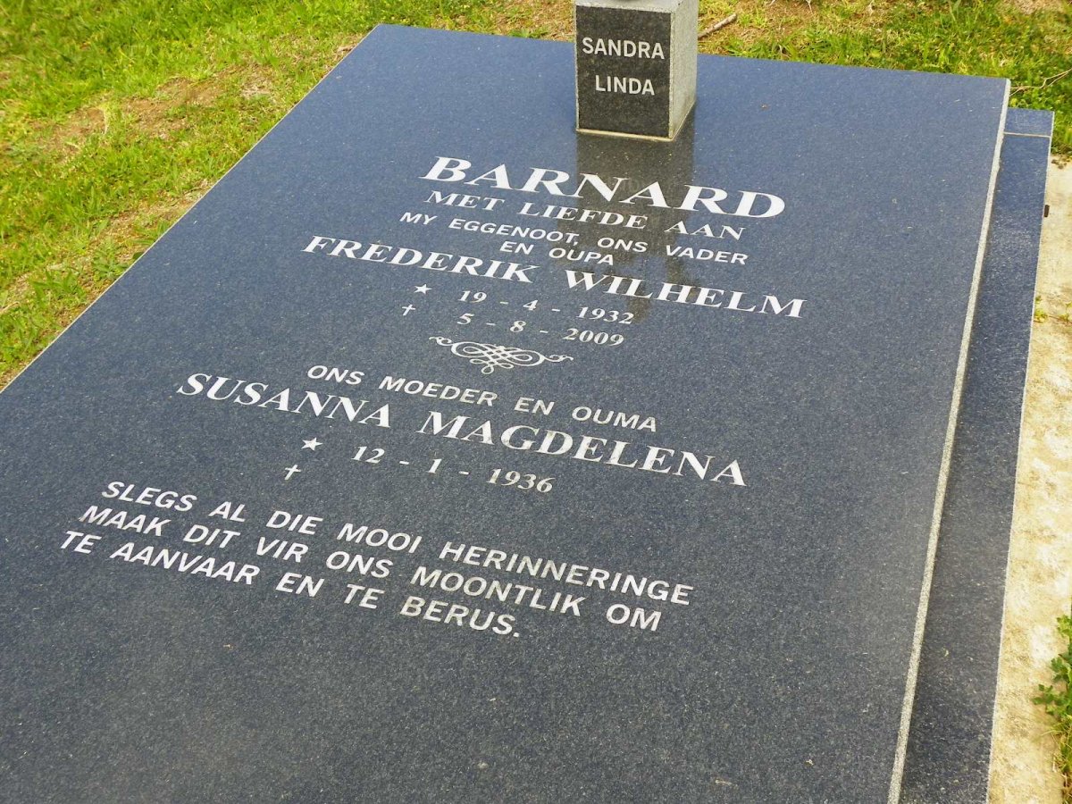 BARNARD Frederik Wilhelm 1932-2009 &amp; Susanna Magdelena 1936-