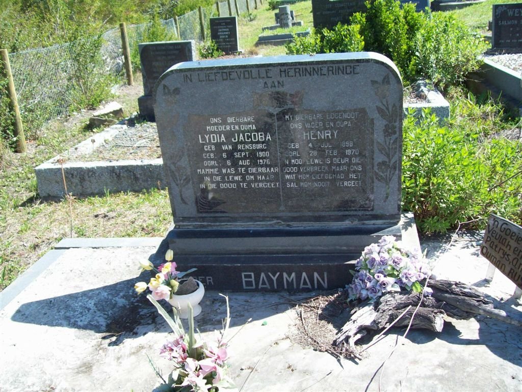 BAYMAN Heny 1898-1970 &amp; Lydia Jacoba VAN RENSBURG 1900-1976