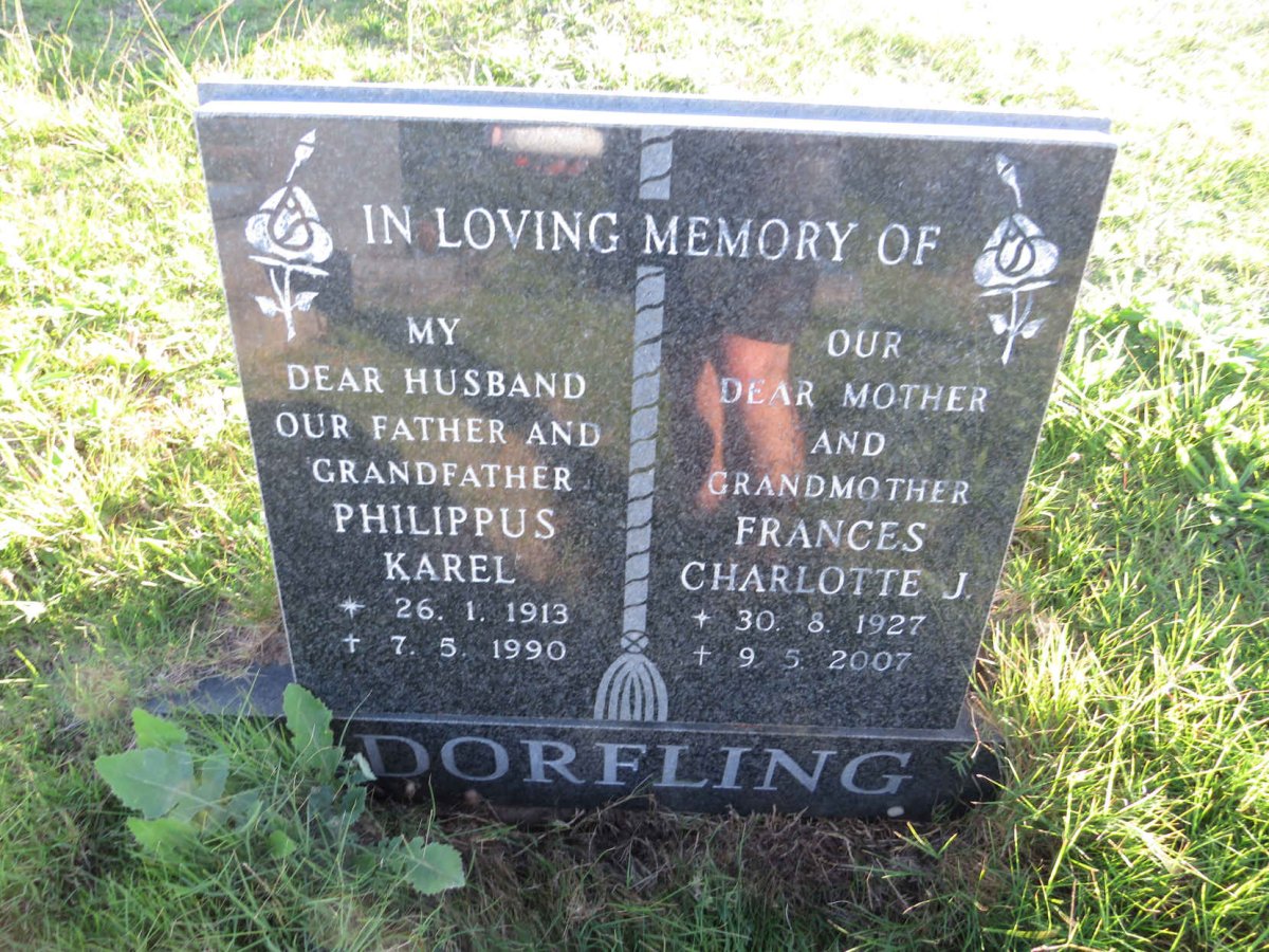 DORFLING Philippus Karel 1913-1990 &amp; Frances Charlotte J. 1927-2007