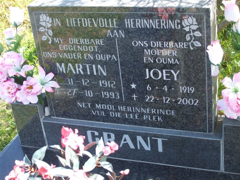 GRANT Martin 1912-1993 &amp; Joey 1919-2002