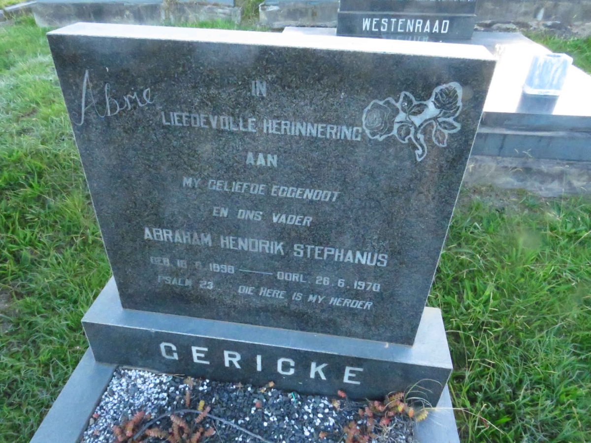 GERICKE Abraham Hendrik Stephanus 1898-1970