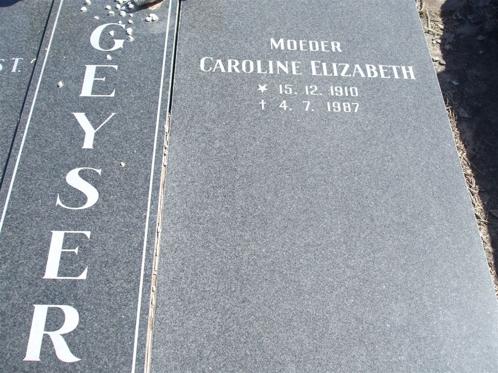 GEYSER Caroline Elizabeth 1910-1987