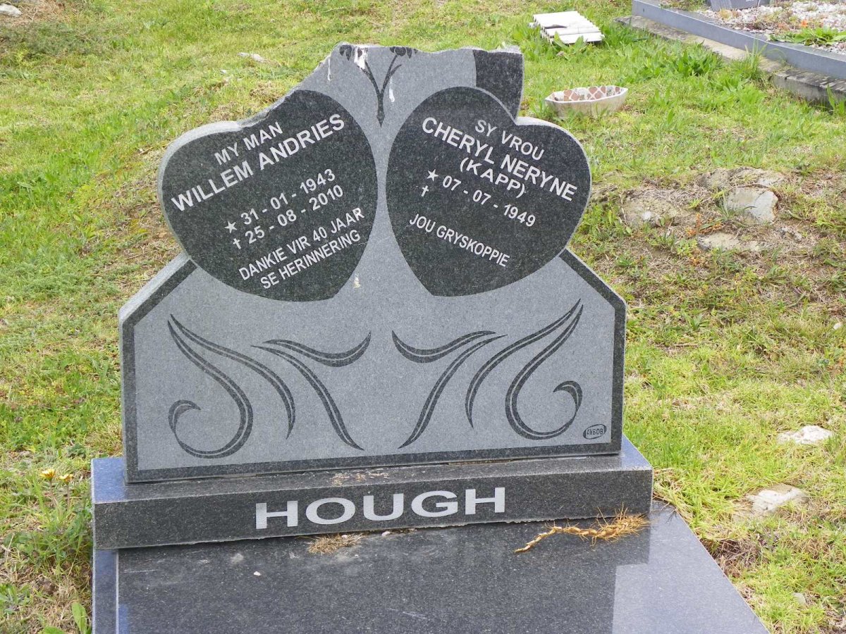 HOUGH Willem Andries 1943-2010 &amp; Cheryl Neryne 1949-