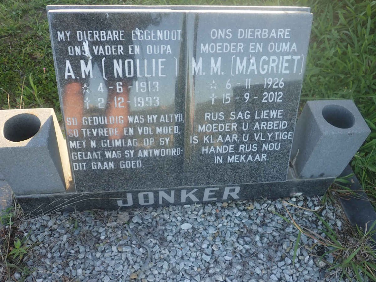 JONKER A.M. 1913-1993 &amp; M.M. 1926-2012