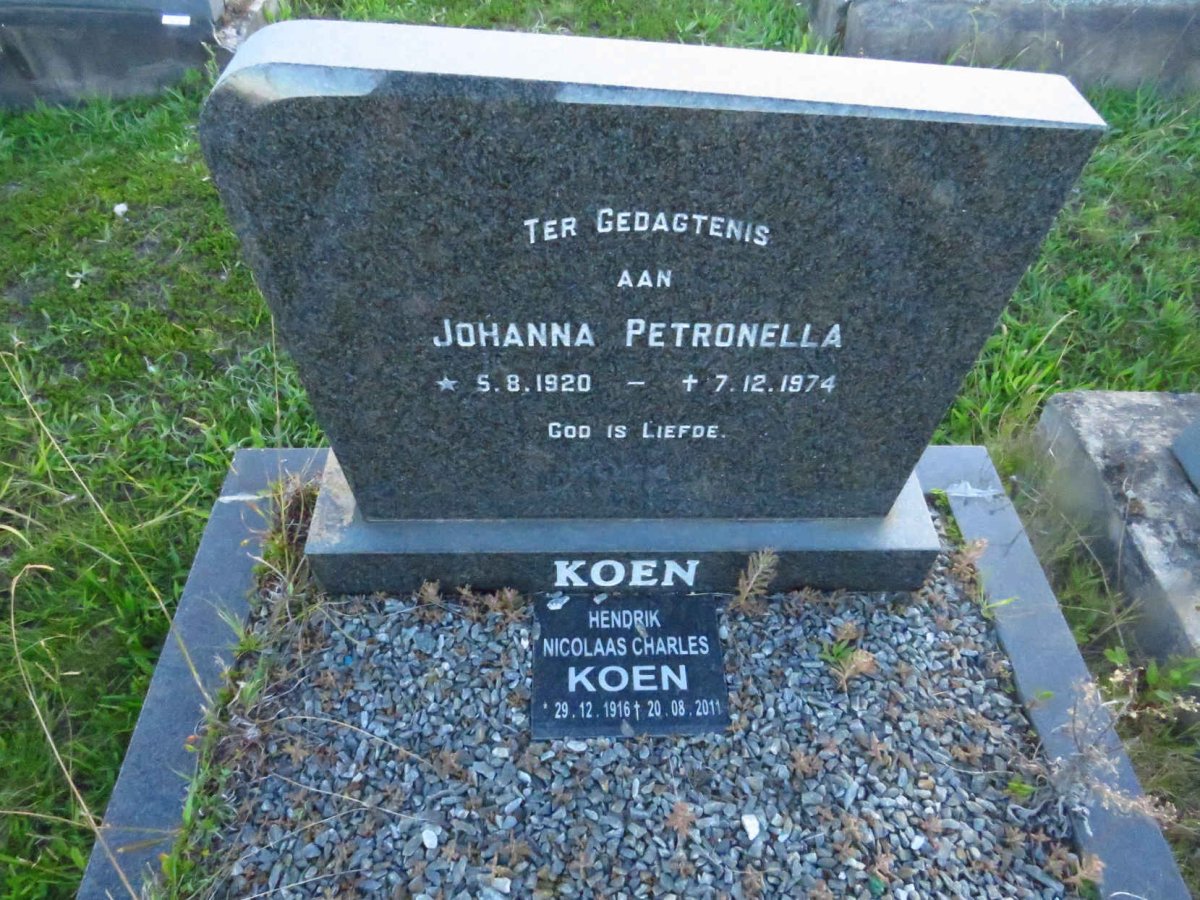 KOEN Hendrik Nicolaas Charles 1916-2011 &amp; Johanna Petronella 1920-1974
