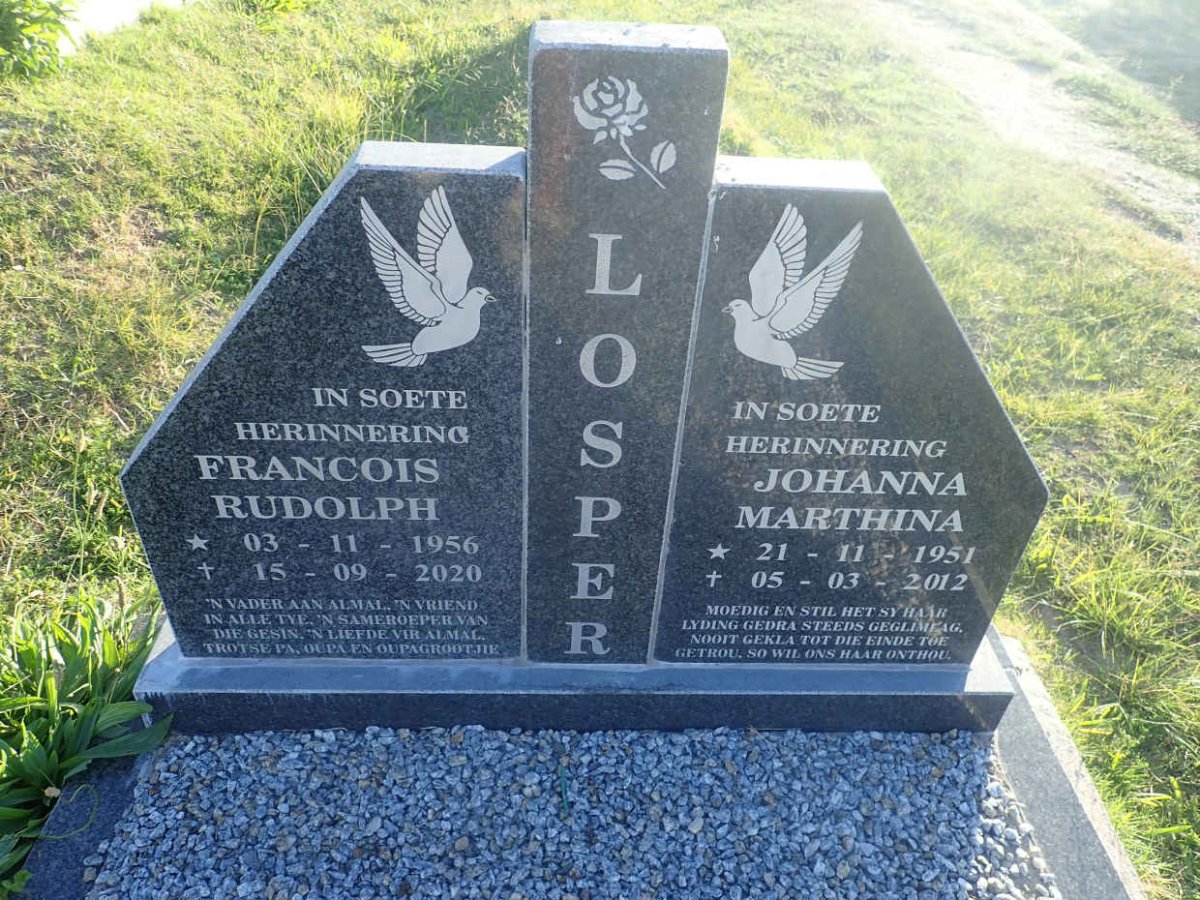LOSPER Francois Rudolph 1956-2020 &amp; Johanna Marthina 1951-2012