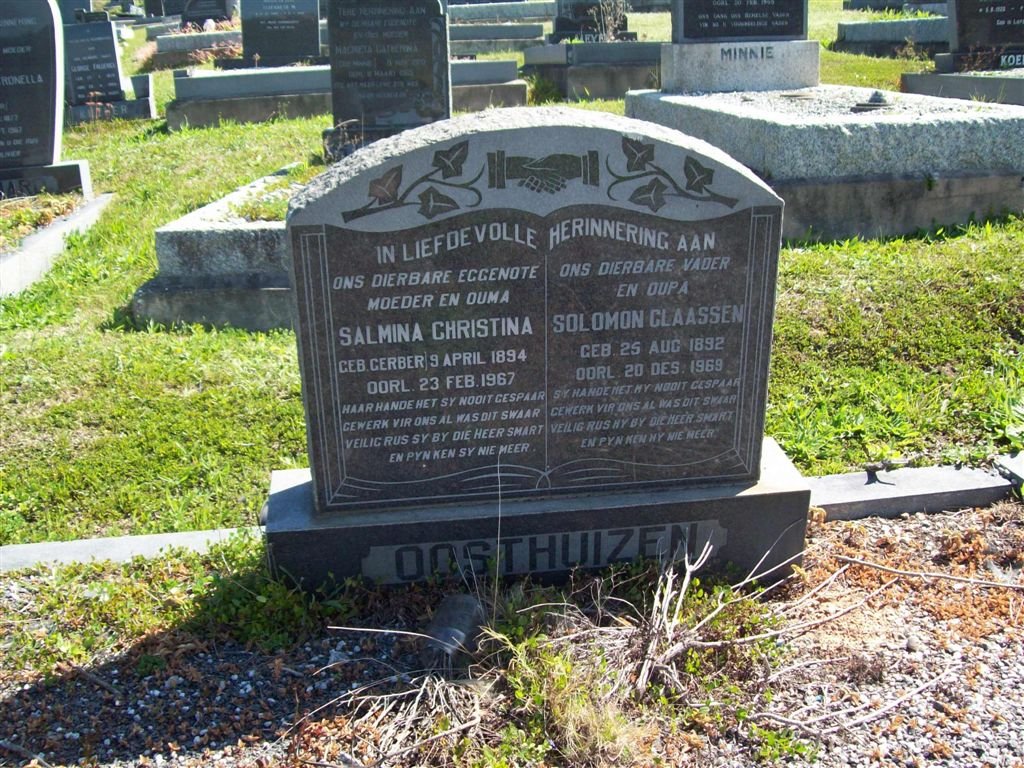 OOSTHUIZEN Solomon Claassen 1892-1969 &amp; Salmina Christina GERBER 1894-1967