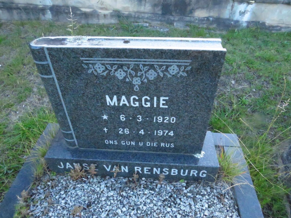 RENSBURG Maggie, Janse van 1920-1974