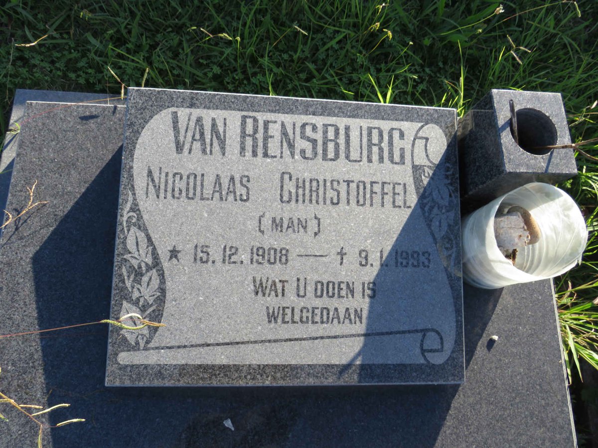 RENSBURG Nicolaas Christoffel, van 1908-1993