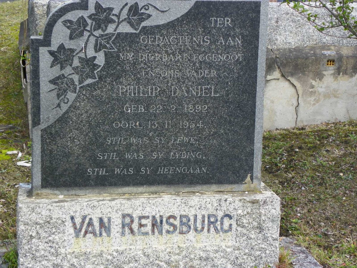 RENSBURG Philip Daniel, van 1892-1954