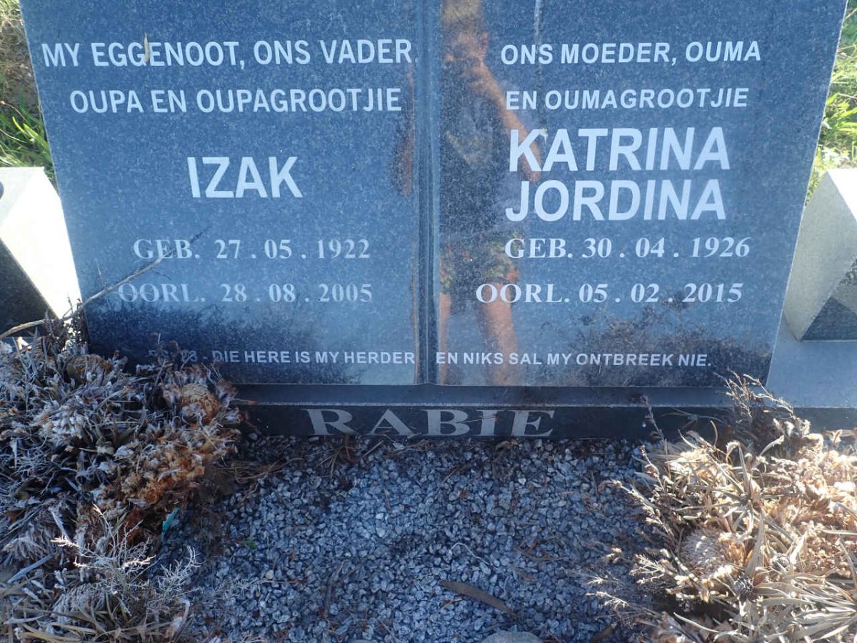 RABIE Izak 1922-2005 & Katrina Jordina 1926-2015