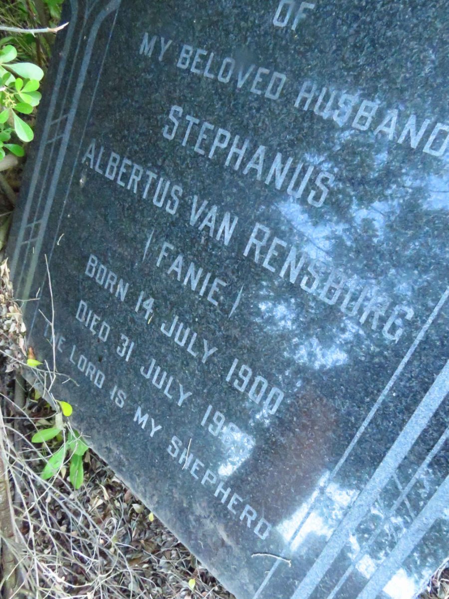 RENSBURG Stephanus Albertus, van 1900-1966